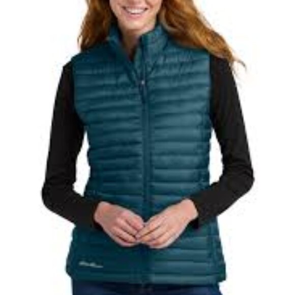NWT Eddie Bauer Women Vest Blue Down Quilted Puffer Vest Size L - Picture 1 of 7